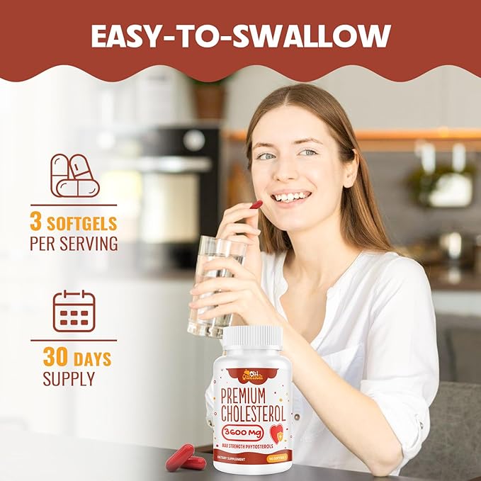 3600 MG Cholesterol Supplements with Plant Sterols, Niacin, Red Yeast Rice, Citrus Bergamot, Garlic, Cholesterol Supplement Support Normal Cholesterol Levels, 180 Softgels