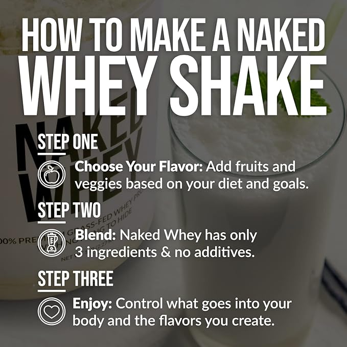 Naked Whey Protein Supplement Powder, Chocolate, GMO Free, Soy Free, Gluten Free Aid Muscle Growth and Recovery 60 Servings, 5 Ib