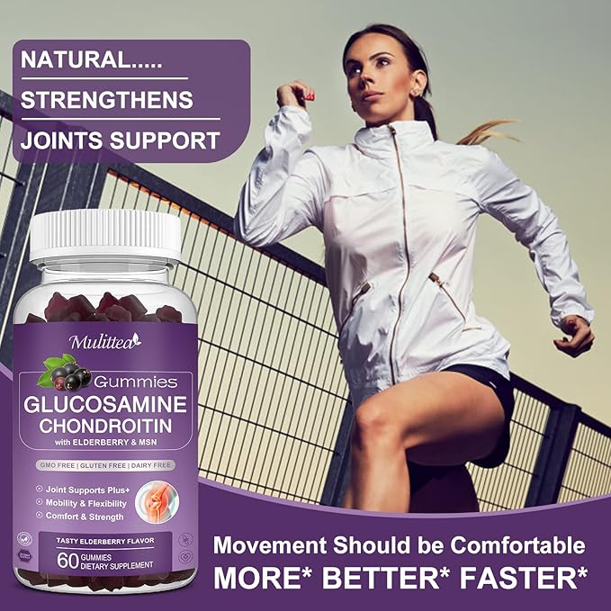 Glucosamine Chondroitin Gummies - Extra Strength Joint Support Supplement with MSM & Elderberry for Natural Joint, Antioxidant Immune Support for Adults, Men & Women-(3 Pack)