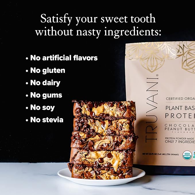 Truvani Vegan Pea Protein Powder | Chocolate Peanut Butter | 20g Organic Plant Based Protein | 20 Servings | Keto | Gluten & Dairy Free | Low Carb | No Added Sugar