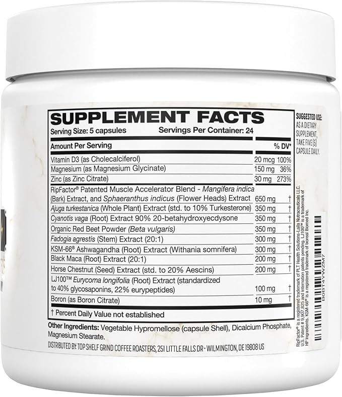 King Maker, 13-in-1 Anabolic Supplement for Men to Increase Stamina, Lean Muscle Growth & Recovery, N.O. Booster with Tongkat Ali (LJ100), 120 Capsules