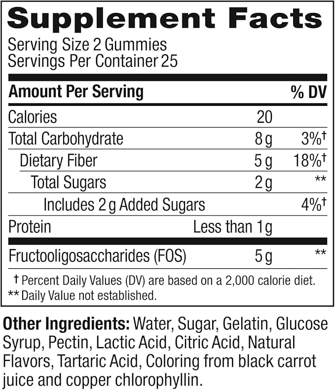 OLLY Fiber Gummy Rings, 5g Prebiotic Fiber, FOS (Fructo-oligosaccharides), Digestive Support, Berry Melon 50ct