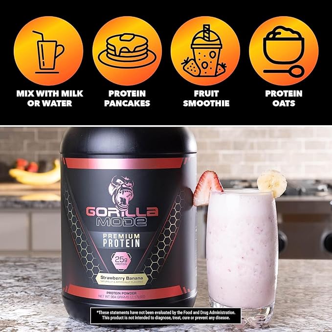 Gorilla Mode Premium Whey Protein - Birthday Cake / 25 Grams of Whey Protein Isolate & Concentrate/Recover and Build Muscle (30 Servings)