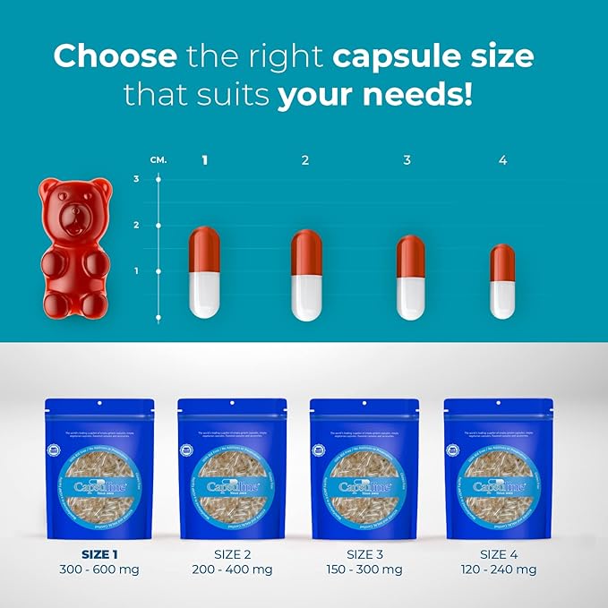 Capsuline Clear Size 1 Empty Vegetarian Capsules 5000 Count - 5000 Count