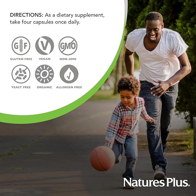 Natures Plus Source of Life Garden Calcium - 120 Vegan Capsules, Pack of 2 - Vegetarian, Gluten Free, Certified Organic - 60 Total Servings