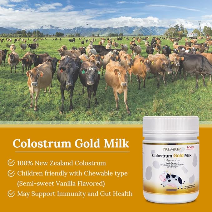 Hi Well Premium Grass-Fed Colostrum Gold Milk 200Tablets