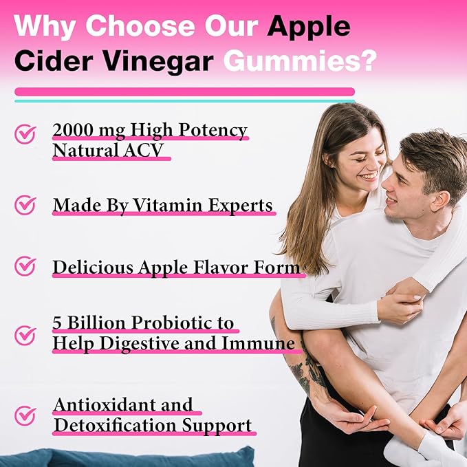 Apple Cider Vinegar Gummies, Fast Ripped Keto ACV Gummies, Max Strength 2000mg, Formulated with Green Tea, Probiotics, B6 & B12, ACV Gummies for Metabolism, Digestion, Detox & Cleanse, 60 Gummies