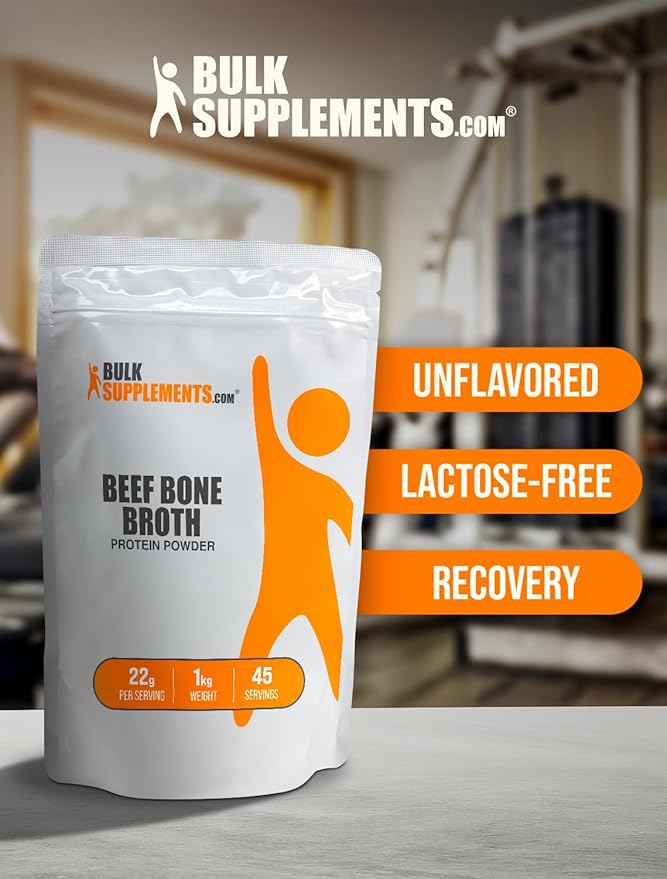 BulkSupplements.com Beef Bone Broth Protein Powder - Bovine Bone Broth Protein, Lactose Free Protein Powder - Dairy Free & Gluten Free, 22g per Serving, 5kg (11 lbs) (Pack of 5)