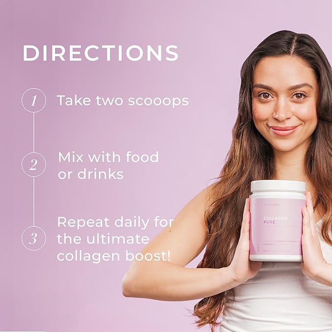 Collagen Pure x 2 I 2 containers of 100% Hydrolyzed Collagen Powder (Type I & III) I Odorless & Unflavoured I Easy Mix - 60 Day Supply