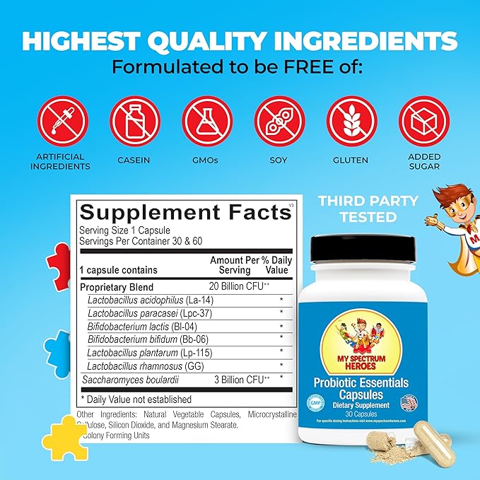 Probiotic Capsules for Digestive Health - Diverse Strains with 20 Billion CFUs, Supports Micronutrient Absorption, Maintain Gut Balance, and Bowel Regularity ideal for Teens and Adults - (30 Count)