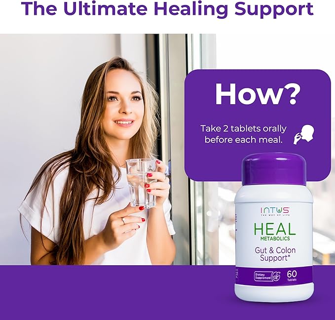 Intus Heal – Gut Health Intus Herbal Support for Digestive Support – Ayurvedic Blend for Complete Wellness – 60 Tablets for Men and Women