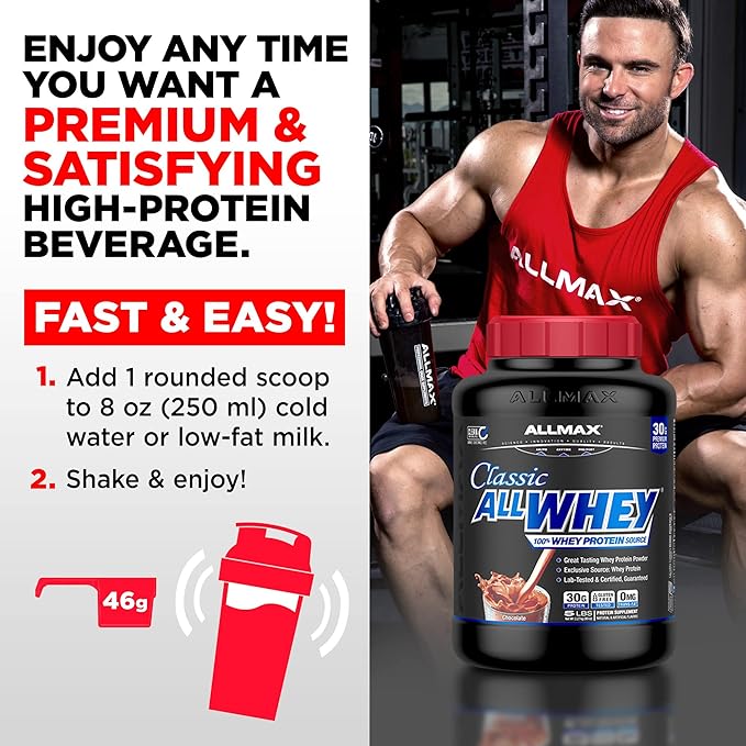 ALLMAX Nutrition AllWhey Classic Whey Protein, Gluten Free, 24g Protein per Scoop, Approx. 49 Servings, Cookies & Cream, 5 lbs