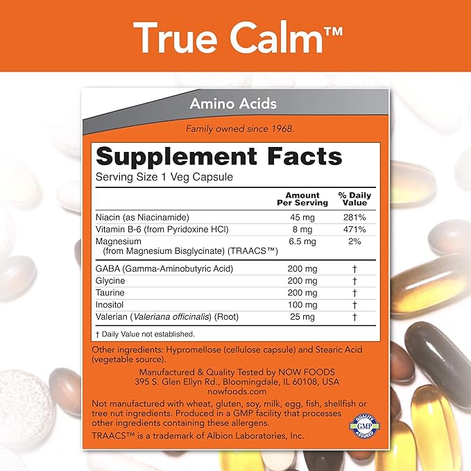 Now foods true calm 90 caps (4 Pack)