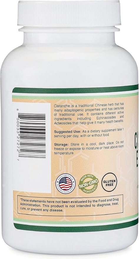 Cistanche Tubulosa Extract 500mg Per Serving (120 Capsules) Cistanche Testosterone Supplement for Men (Standardized to Contain Echinacosides and Acteosides) by Double Wood
