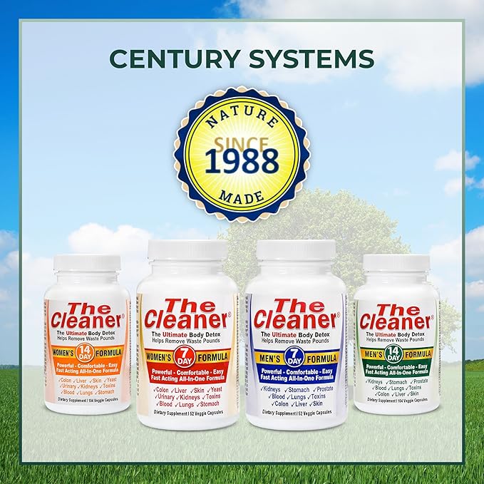 Century Systems The Cleaner Detox, Powerful 14-Day Complete Internal Cleansing Formula for Men, Support Digestive Health, 104 Vegetarian Capsules