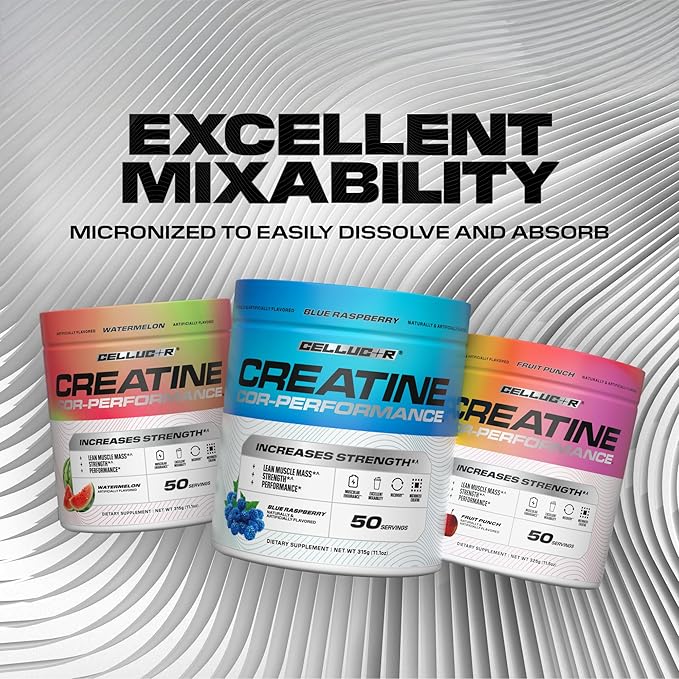 Cellucor Creatine Powder, Blue Raspberry Flavor - Increases Strength, Lean Muscle Mass & Endurance, Micronized Creatine for Fast Absorption, 5g Creatine per Serving, 50 Servings
