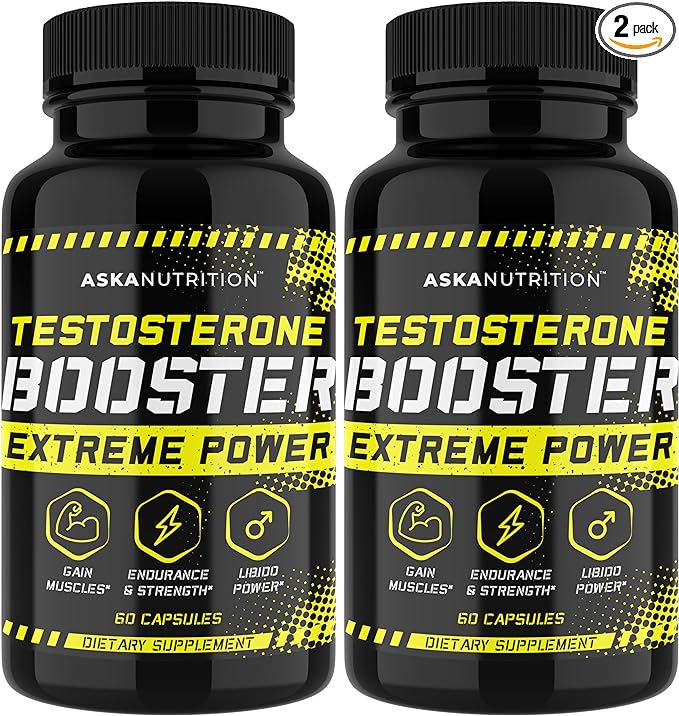 Testosterone Booster for Men - Male Enhancing Supplement with Horny Goat Weed & Tongkat Ali - Muscle Builder Enlargement Pills - Natural Test Booster Increased Desire, Energy, Stamina, Libido (2 PACK)