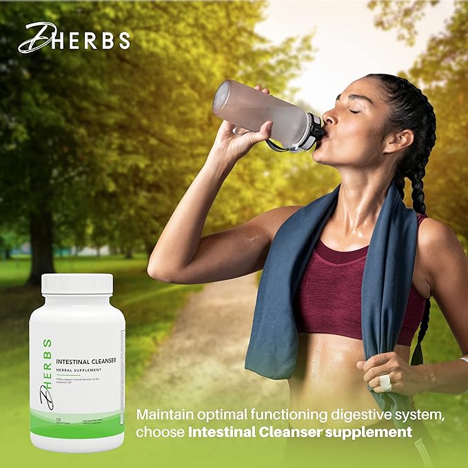 Intestinal Cleanser Digestion Supplement - Digestive System Cleanse Capsules Made with Pure Herbs - Colon Cleanse Supplement for Overall Gut Wellness by DHerbs - 100 Vegetarian Capsules