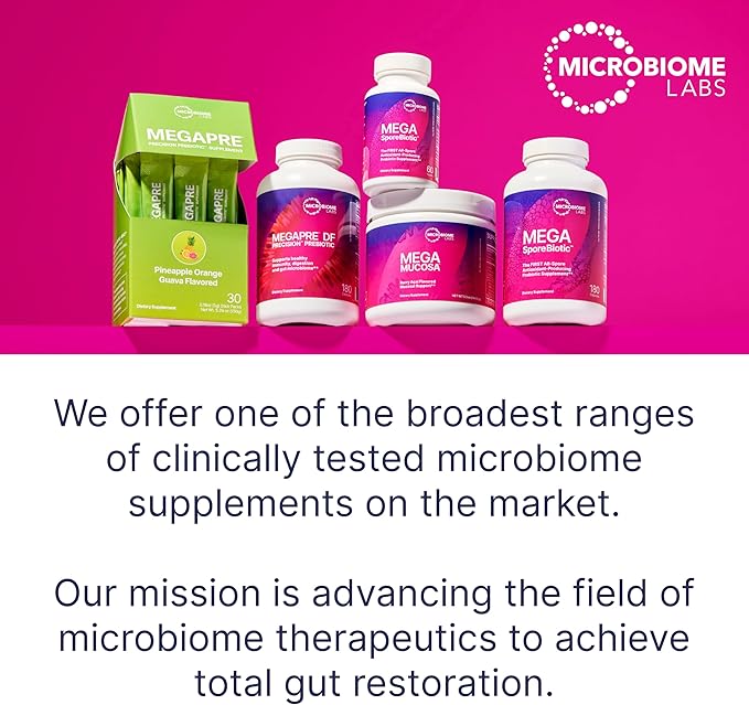Microbiome Labs MegaPre DF - Dairy-Free Prebiotic Fiber Supplement - Gut Health Prebiotics for Women, Men & Kids 3+ - Support Microbial Diversity (180 Capsules)