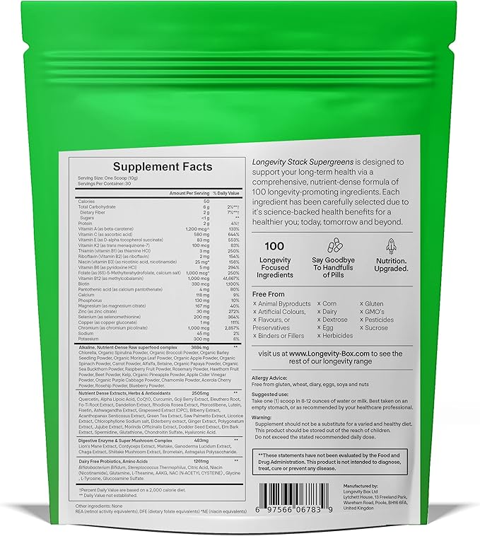 Ultimate 100 Ingredient Super Greens Powder | 300g 30 Servings of Superfoods Powder Vitamin & Mineral Rich Formula | Vegan & Vegetarian Friendly | Best Value