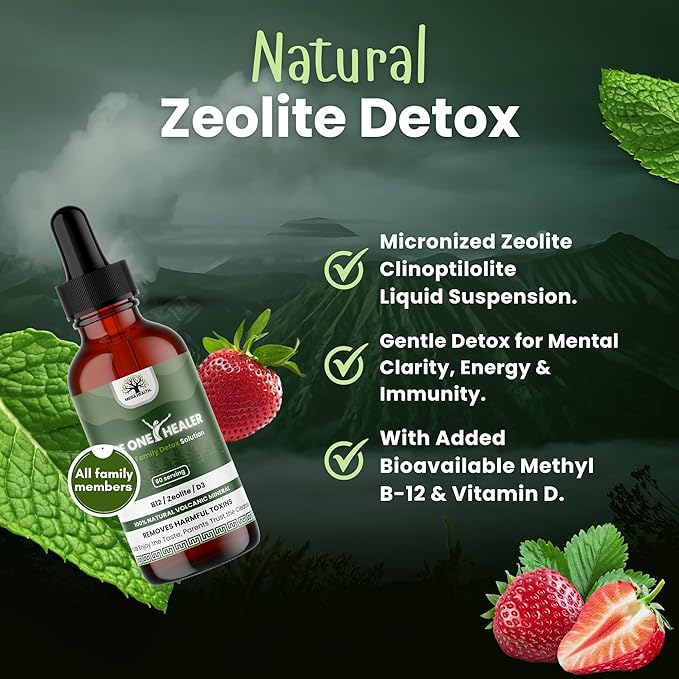 The One Healer Zeolite Detox Drops – Advanced Liquid Cleanse for Kids & Adults, Gentle Heavy Metal Detox, Gut Health & Immune Support, Natural Vitamin B12 & D3 Supplement, 60 Servings