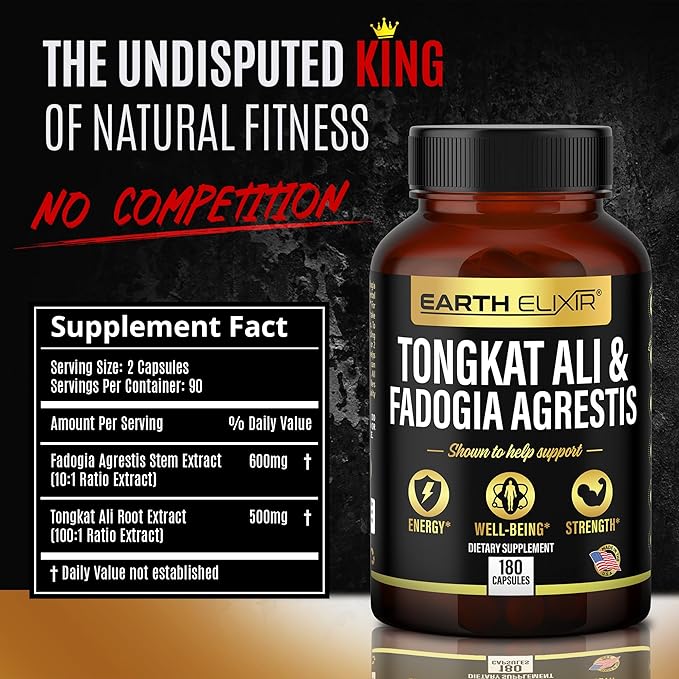 Fadogia Agrestis 600mg and Tongkat Ali 500mg Supplements (180 Capsules) - Made in USA - 3 Month Supply ā 3rd Party Tested - Long Jack - Tongkat Ali Fadogia Agrestis for Men and Women