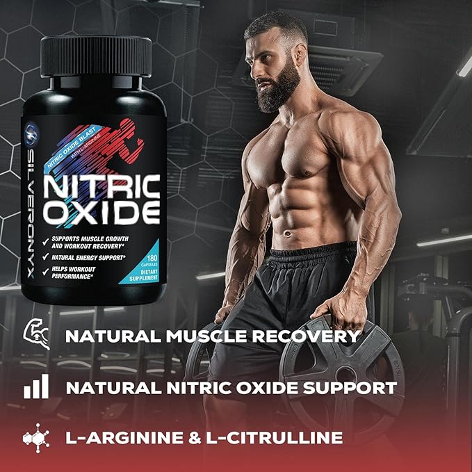 Extra Strength Nitric Oxide Supplement L Arginine 3X Strength - Citrulline Malate, AAKG, Beta Alanine - Premium Muscle Supporting Nitric Booster for Strength & Energy to Train Harder - 180 Capsules