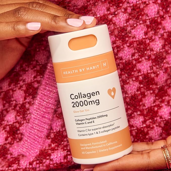 Health by Habit Collagen Supplement 2 Pack (120 Capsules) - Vitamin C & Vitamin E, 2000mg, Collagen Peptides, Superior Absorption, Support Your Skin, Non-GMO, Sugar Free (2 Pack)