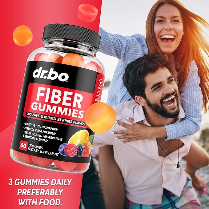 Fiber Gummies for Adults & Kids - Tasty Gummy Prebiotic Fiber Supplement for Max Digestive Gut Health Supplements for Women & Men - Daily Cleanse High Chicory Root Inulin Prebiotics - 60 Fiber Gummies