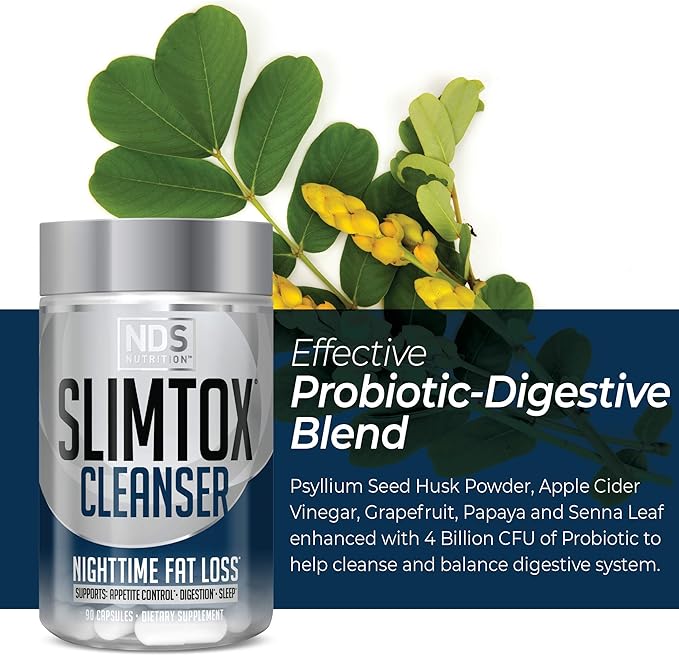 NDS Nutrition Slim-Tox - Maximum Fat Loss Support Through Appetite Control, Restful Sleep, Digestive Health - CLA, Chamomile, Safflower Oil - Stimulant Free Dietary Supplement - 90 Capsules …