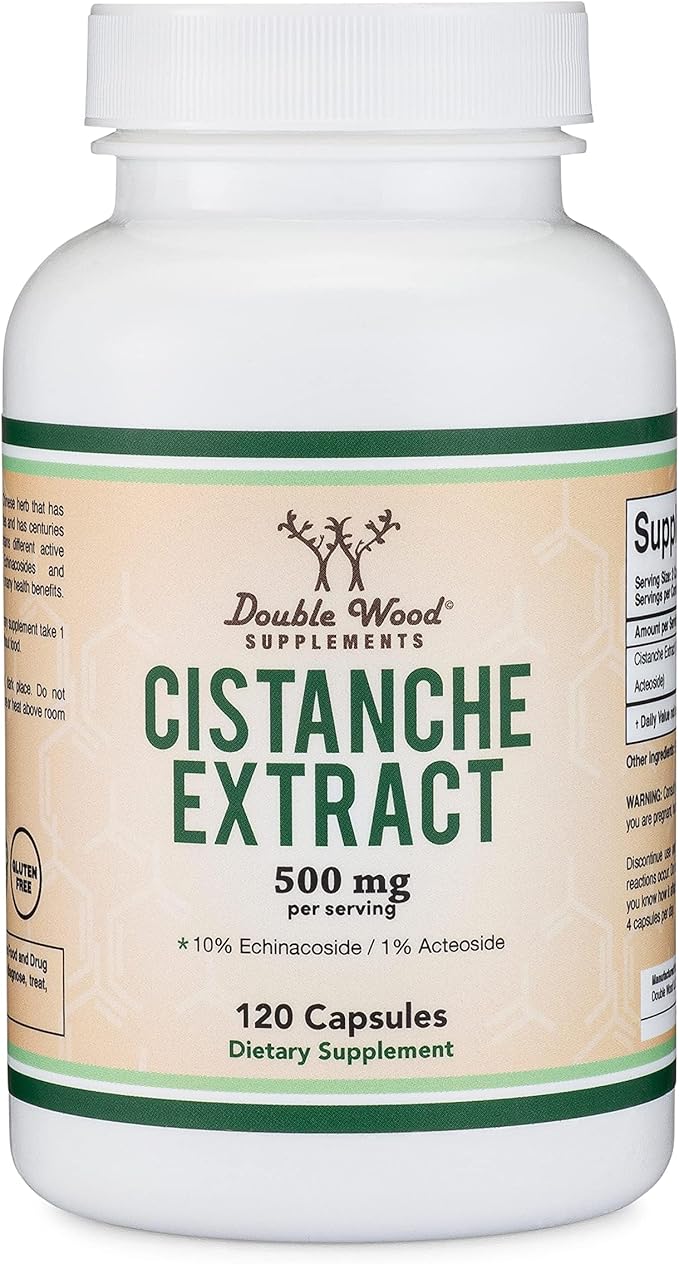 Cistanche Tubulosa Extract 500mg Per Serving (120 Capsules) Cistanche Testosterone Supplement for Men (Standardized to Contain Echinacosides and Acteosides) by Double Wood