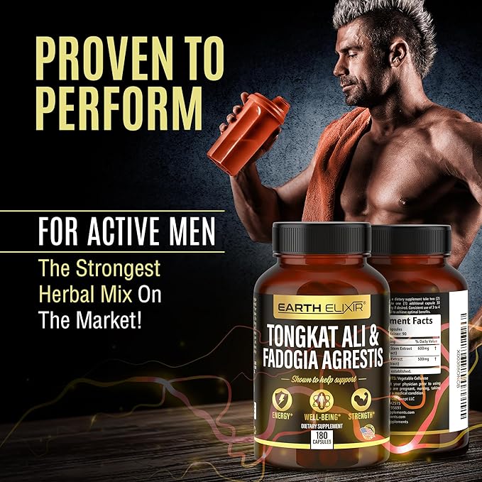 Fadogia Agrestis 600mg and Tongkat Ali 500mg Supplements (180 Capsules) - Made in USA - 3 Month Supply ā 3rd Party Tested - Long Jack - Tongkat Ali Fadogia Agrestis for Men and Women