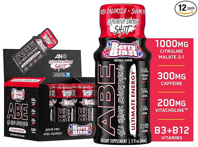 All Black Everything Energy Shots | 12 Pack | 300mg Caffeine | Berry Blast | Zero Sugar | Energy +Â Focus Supplement | Nootropic Blend for Gym or Work