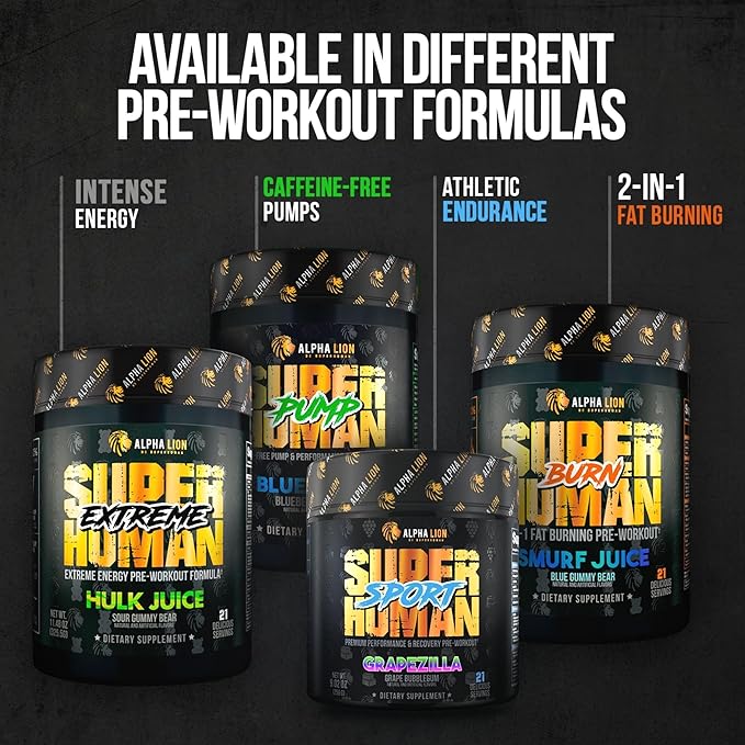 ALPHA LION Superhuman Pre Workout Powder, Beta Alanine, L-Taurine & Tri-Source Caffeine for Sustained Energy & Focus, Nitric Oxide & Citrulline for Pump (21 Servings, Unicorn Juice)