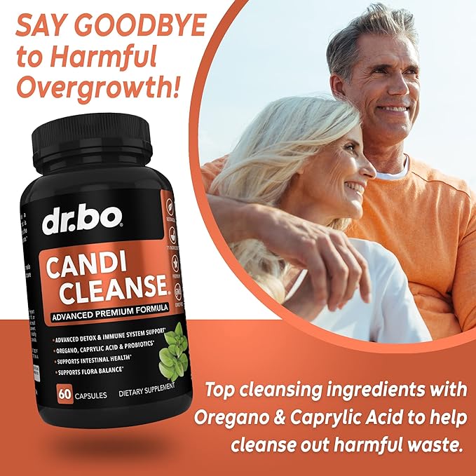 Candi Cleanse Support Supplement Pills - Anti Overgrowth Supplements for Women & Men - Extra Strength Balance Control Probiotic Complex Cleanser - Natural Oral Herbal Oregano & Caprylic Acid Capsules