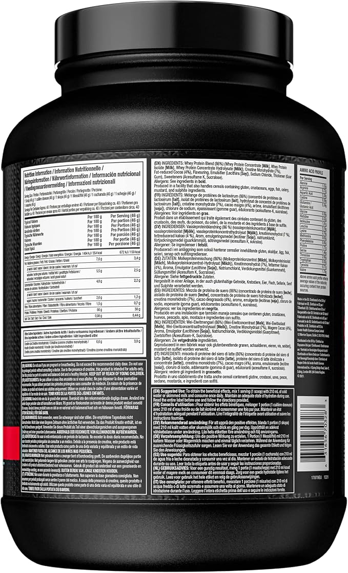 Muscletech Whey Protein Powder (Milk Chocolate, 2.2 Pound) - Nitro-Tech Muscle Building Formula with Whey Protein Isolate & Peptides - 30g of Protein, 3g of Creatine & 6.6g of BCAA