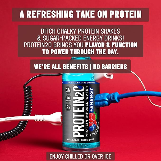 Protein2o 15g Whey Protein Infused Water Plus Energy, Variety Pack, 16.9 oz Bottle (12 Count)