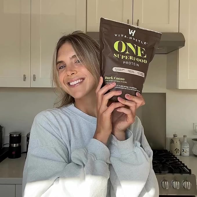 VitaHustle ONE - Superfood Meal Replacement Powder, Plant Based Protein Shake Powder, Vegan. 86 Superfoods, Vitamins, & Minerals, Ashwagandha, Adaptogens. Founded by Kevin Hart. (Chocolate 2-Pack)