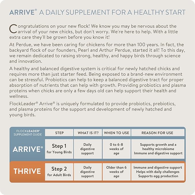 Arrive, Daily Probiotic & Prebiotic Poultry Supplement for Young Chickens 0-8 Weeks Old, 8 oz