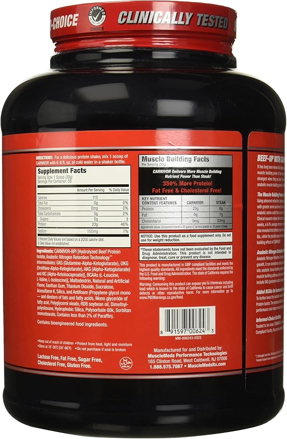 MuscleMeds Carnivor Beef Protein Isolate, 0 Lactose, 0 Sugar, 0 Fat, 0 Cholesterol, Cinnamon Toast Cereal, 4 Lb, 56 Servings