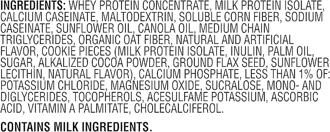 Muscle Milk Genuine Protein Powder, Cookies 'N Crème, 1.93 Pounds, 12 Servings, 32g Protein, 3g Sugar, Calcium, Vitamins A, C & D, NSF Certified for Sport, Energizing Snack, Packaging May Vary