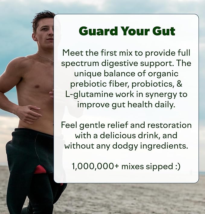 Feel Goods Gut Guardian, Prebiotic & Probiotic Powder, Organic Fiber, Sugar Free, Herbs for Bloat, Gut Health Support, Digestive Health for Men & Women, Non GMO, Vegan | Lemon Ginger, 30 Servings