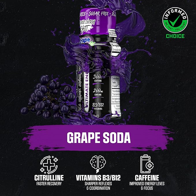 All Black Everything Energy Shots | 12 Pack | 300mg Caffeine | Grape Soda | Zero Sugar | Energy +Â Focus Supplement | Nootropic Blend for Gym or Work