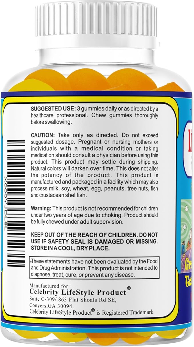 Littlewonders Kids Brain Supplements for Memory and Focus | Nootropics Brain Support Supplement | EPA DHA Omega 3 Childrens Vitamins | Vegan-Friendly, Non-GMO, Tasty Gummy Vitamins 60Ct