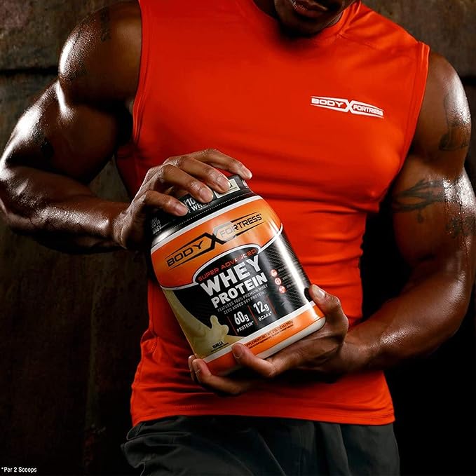 Body Fortress Super Advanced Mass Gainer, Chocolate Protein Plus Surplus Calories for Muscle Mass Gain Support 1-4lb. Jar