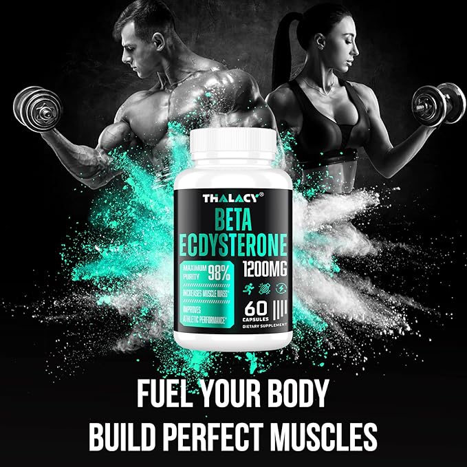1200MG Beta Ecdysterone Supplement, 98% Maximum Purity Ecdysterone Supplements for Lean Muscle Mass, Athletic Performance & Strength, 60 Capsules