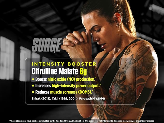 Biotest Surge Intra Performance Booster - Beta-Alanine, L-Leucine, Citrulline Malate, Betaine, Cluster Dextrin (HBCD), Electrolytes (20 Servings, Berry) 2.43lb