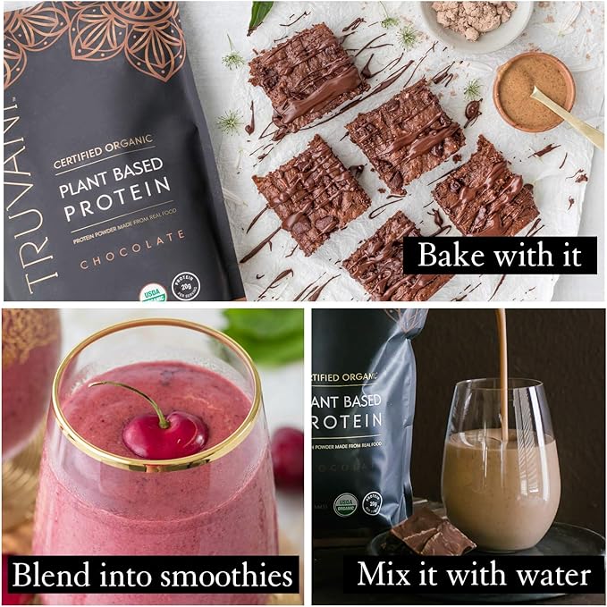 Truvani Vegan Pea Protein Powder | Chocolate | 20g Organic Plant Based Protein | 20 Servings | Keto | Gluten & Dairy Free | Low Carb | No Added Sugar