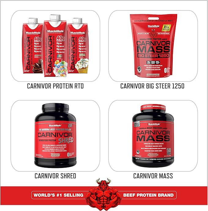 MuscleMeds Carnivor Beef Protein Isolate Powder, Chocolate, 7.47 lbs (003662)