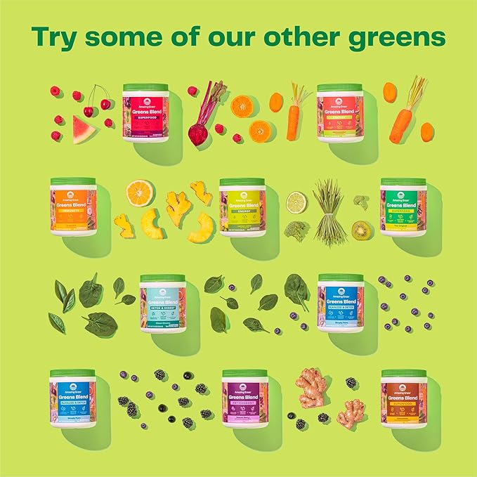 Amazing Grass Greens Superfood Energy: Greens Powder with Plant Based Caffeine, Matcha Green Tea & Beet Root Powder, Watermelon, 60 Servings (Packaging May Vary)